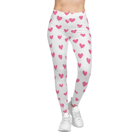 Heart Print Women's Casual Leggings - Perfect for Valentine's Day & Everyday Comfort