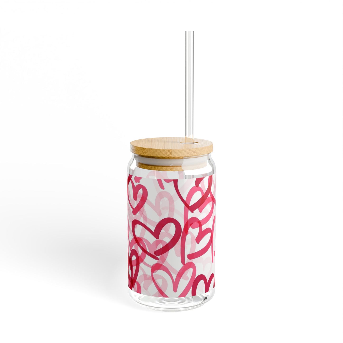 Love Heart Sipper Glass - 16oz Eco-Friendly Drinkware