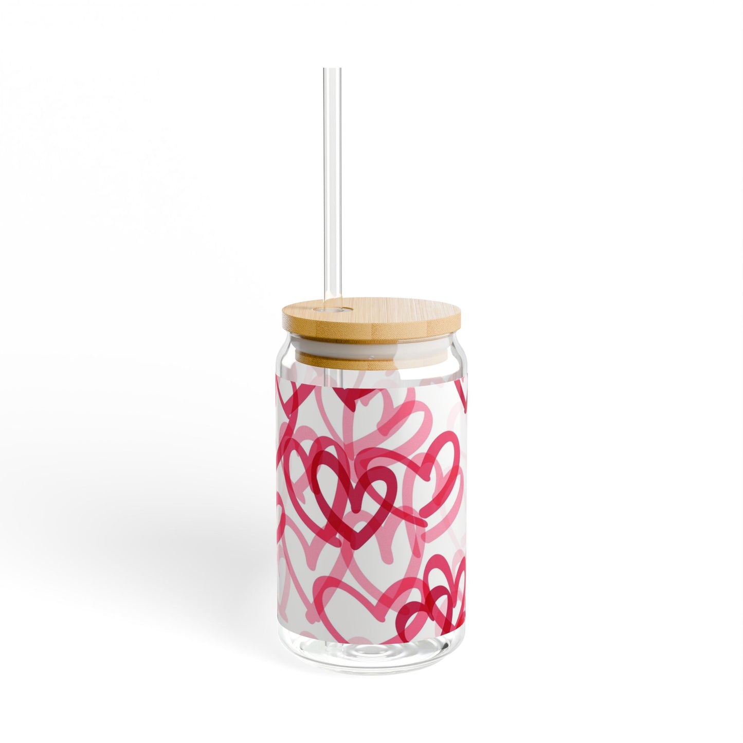 Love Heart Sipper Glass - 16oz Eco-Friendly Drinkware